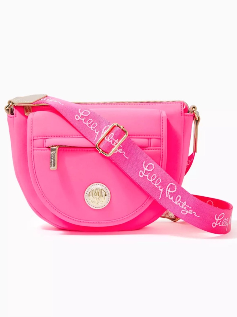 Lilly Pulitzer Hot Pink Crossbody with Logo Strap NEW